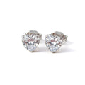 Silver plated crystal heart stud earrings 6mm.