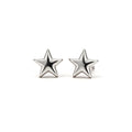 Mini silver plated star stud earrings on a white background