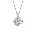 Silver plated crystal clover pendant necklace with delicate chain.