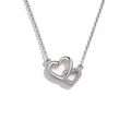 Silver plated crystal double heart pendant necklace.