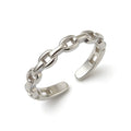 Silver chain-link ring on a white background