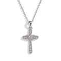 Silver plated crystal cross pendant necklace.