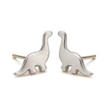 Silver plated dinosaur stud earrings, 6mm size.