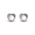 Silver plated opal heart stud earrings 10mm.