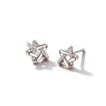 Silver plated star stud earrings with sparkling crystal accents on a white background
