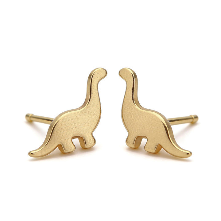 Tiny Dino Stud Earrings – Gold Tone