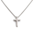 Tiny silver plated cross pendant necklace with delicate chain.
