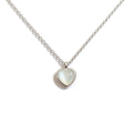 White heart pendant necklace with silver plated chain.