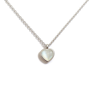 White Heart Necklace – Silver Plated